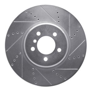 BMW 335I xDrive Brake Rotor (1) - Front Right - R1 Concepts - Drilled & Slotted - Silver - `13-`20